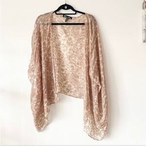 Winter Kate vintage silk kimono, tan and white, size XS